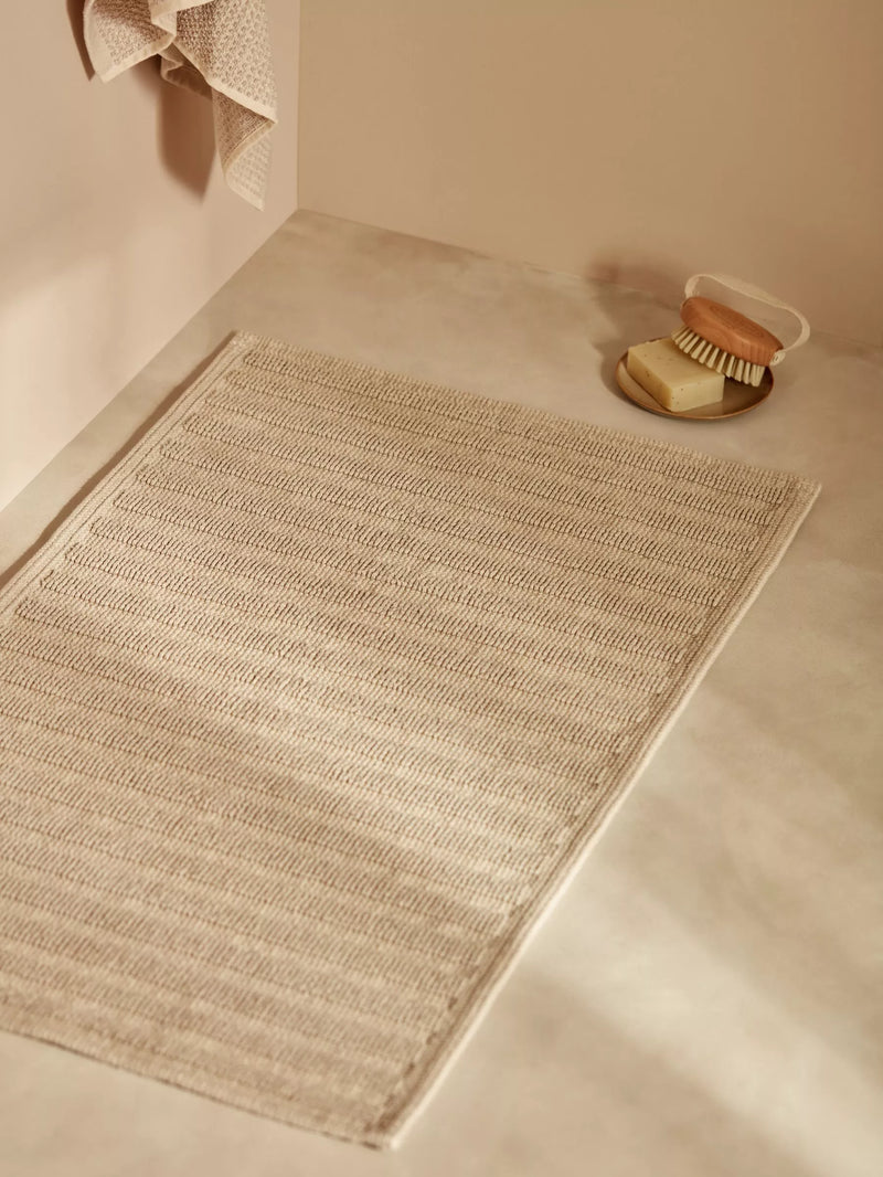 John Lewis linen blend stripe bath mat in natural, 50x80cm - British product