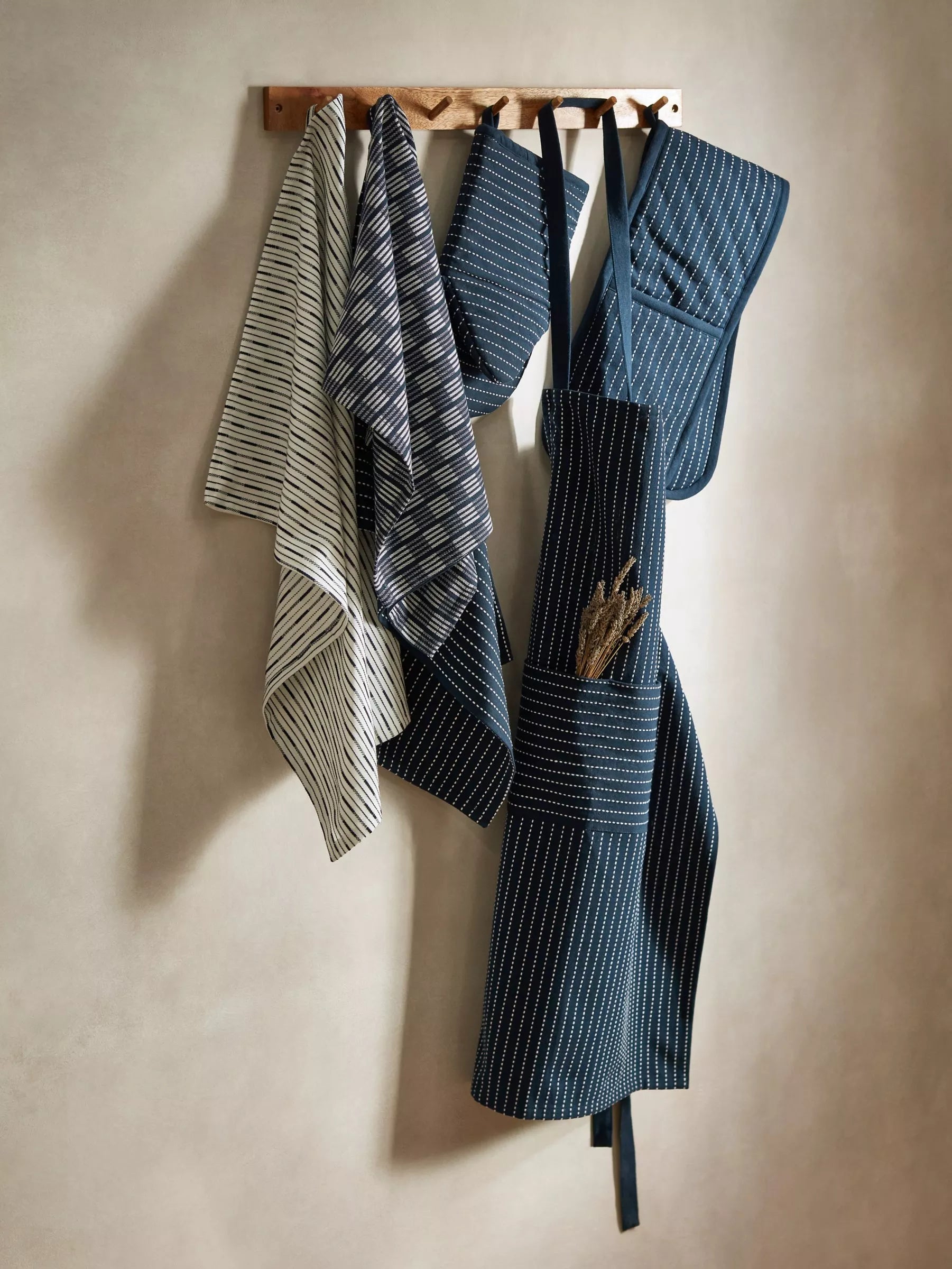 John Lewis striped tea towels pack of 3 dark blue - British product