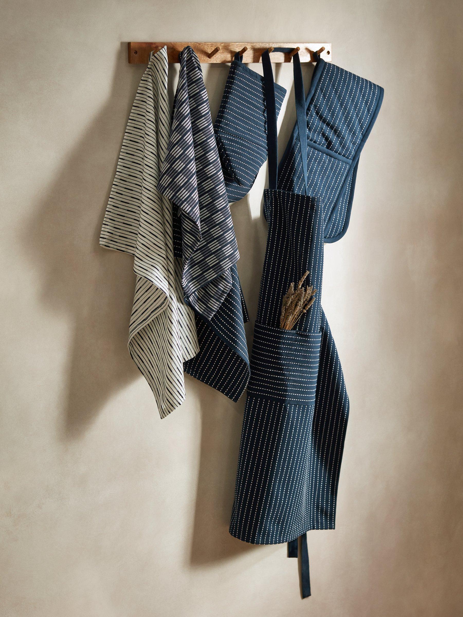 John Lewis striped tea towels pack of 3 dark blue - British product