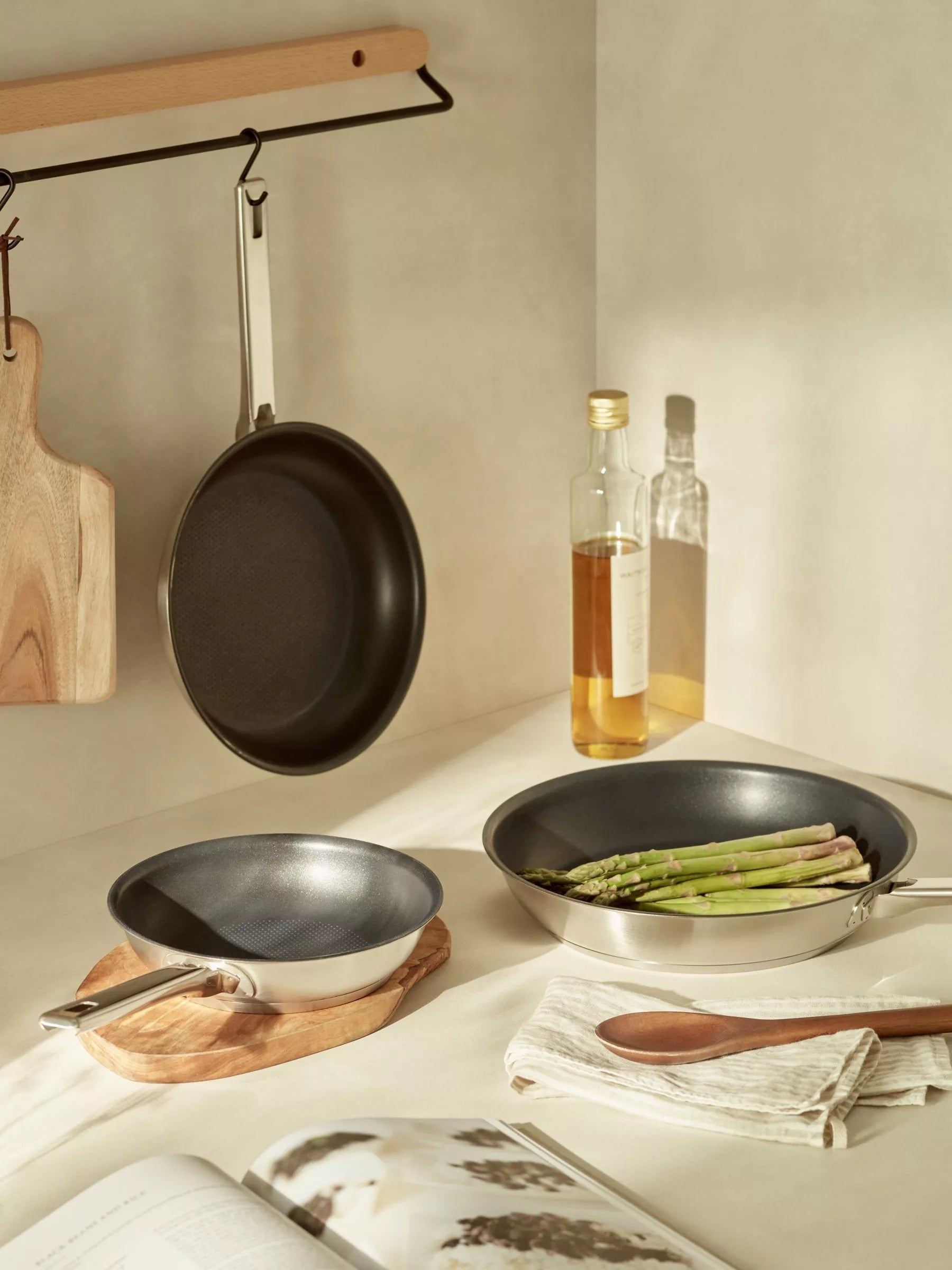 John Lewis Classic Stainless Steel Non-Stick Frying Pan 24cm, UK version