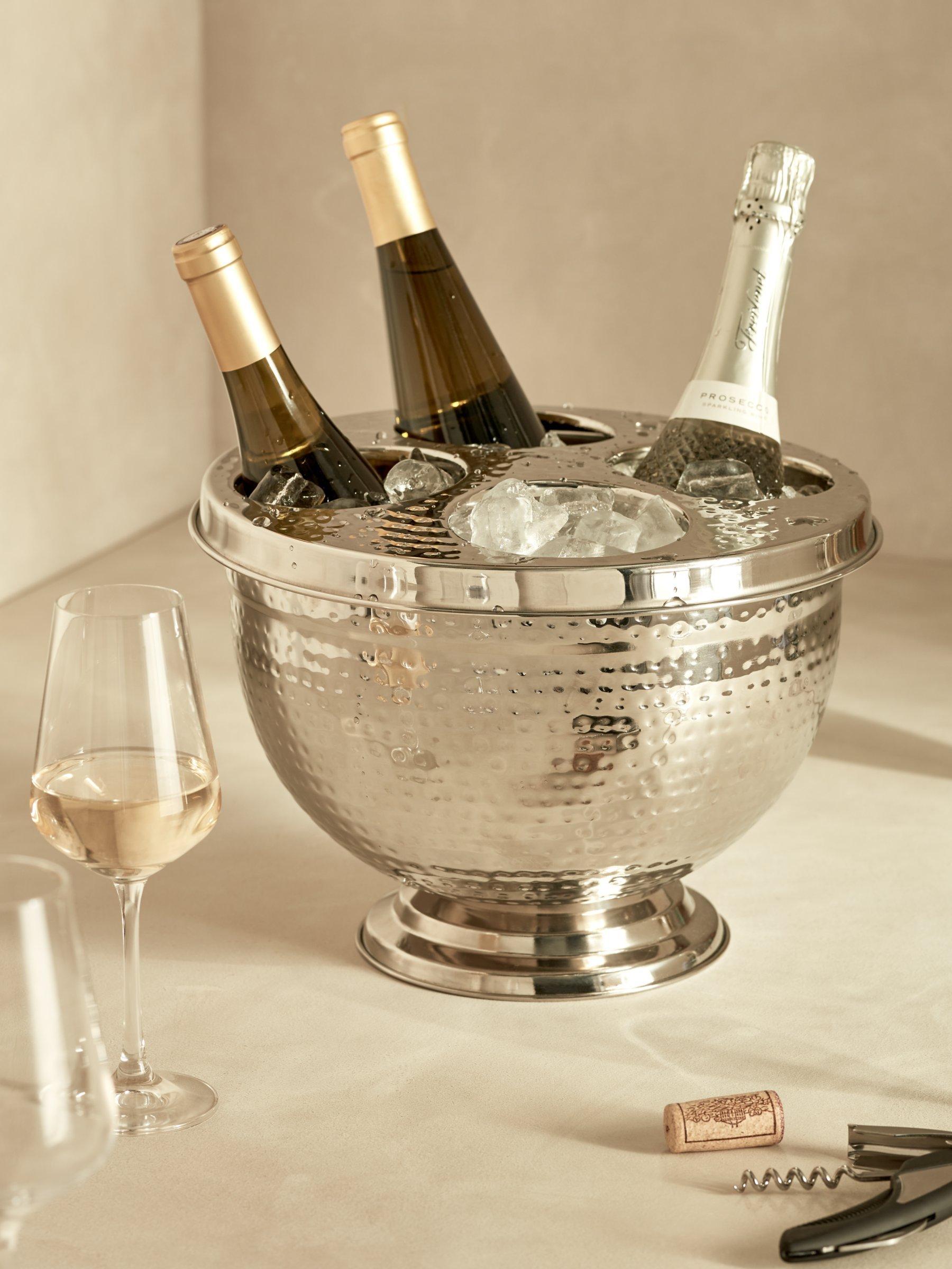 John Lewis hammered stainless steel wine bucket with lid - British product