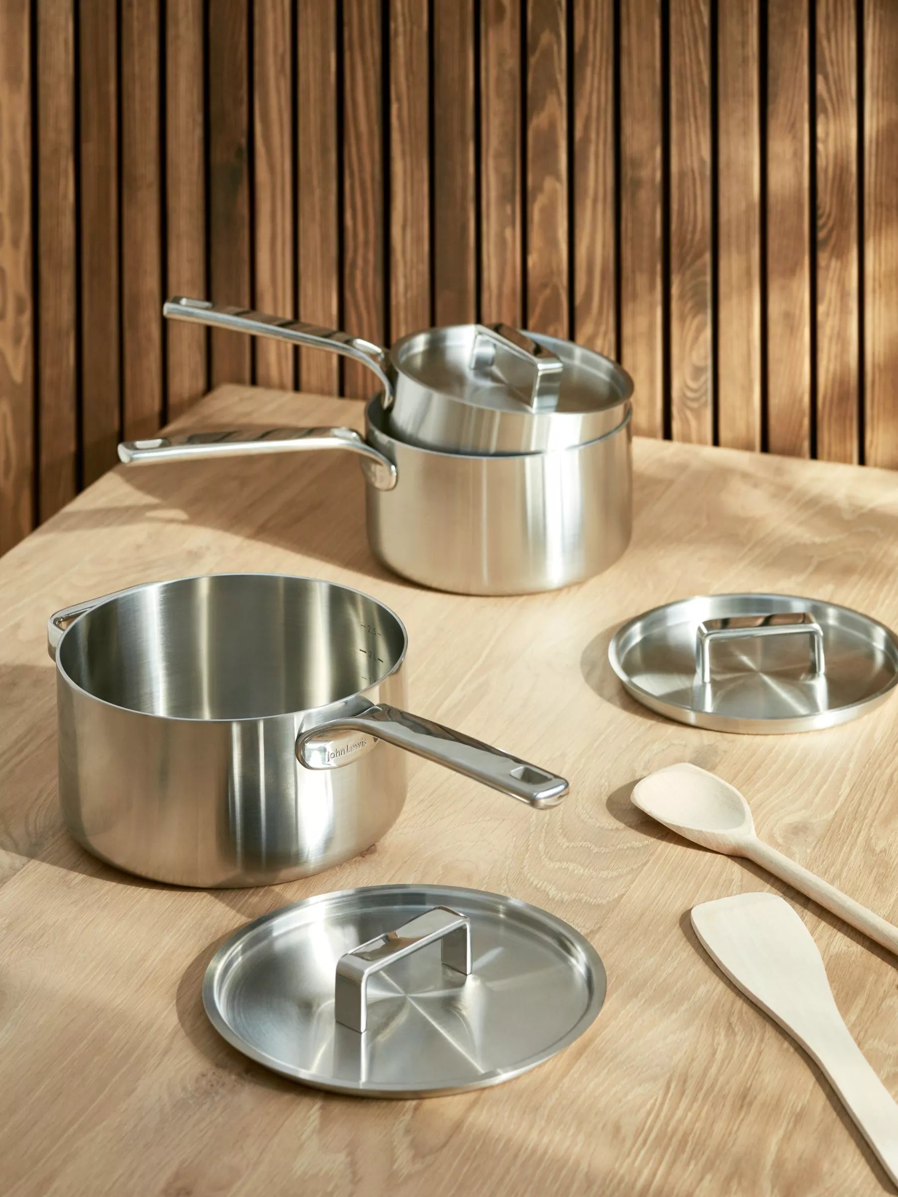 John Lewis 5-Ply Stainless Steel Saucepan 20cm, imported from the UK