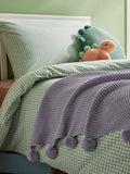 John Lewis cotton throw knitted pure cotton pom details, UK version