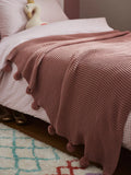 John Lewis cotton throw knitted pure cotton pom details, UK version