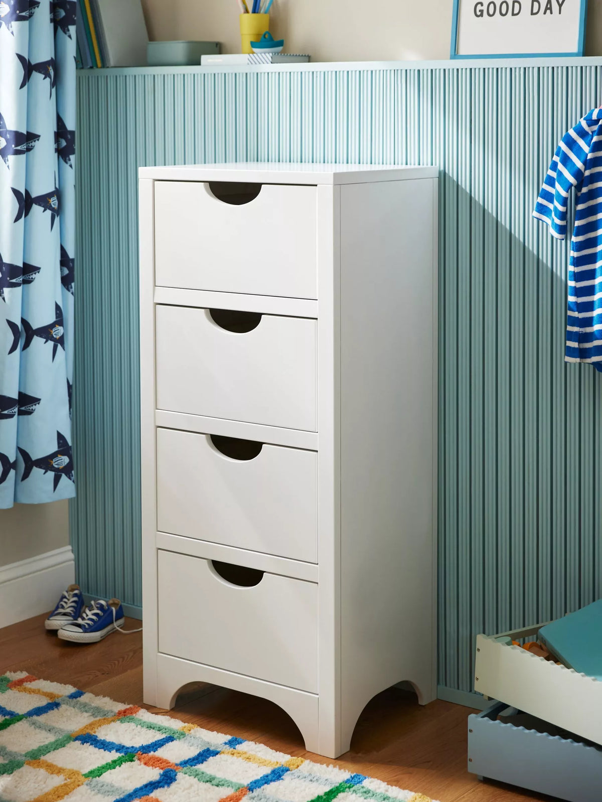 John Lewis Arc white kids tall chest of drawers British brand