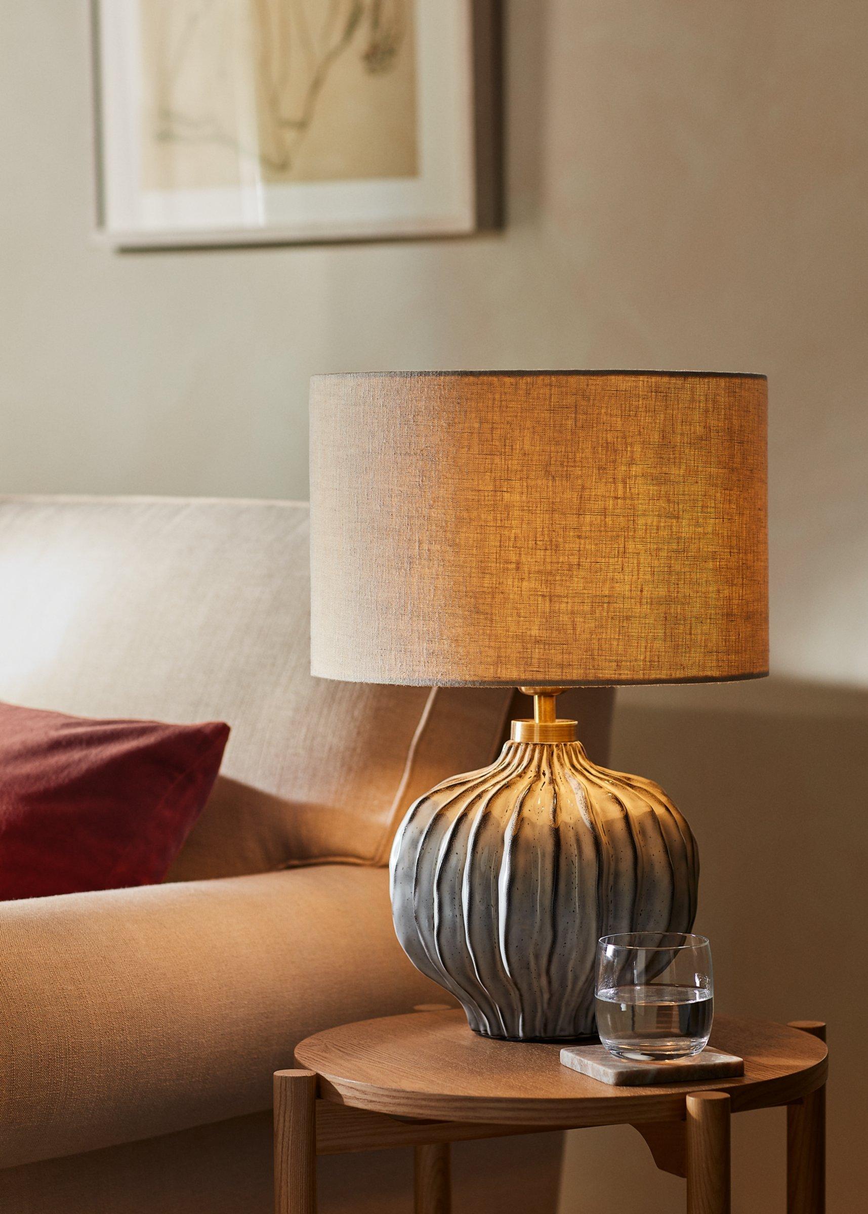 John Lewis Urchin ceramic table lamp with linen shade (British brand)