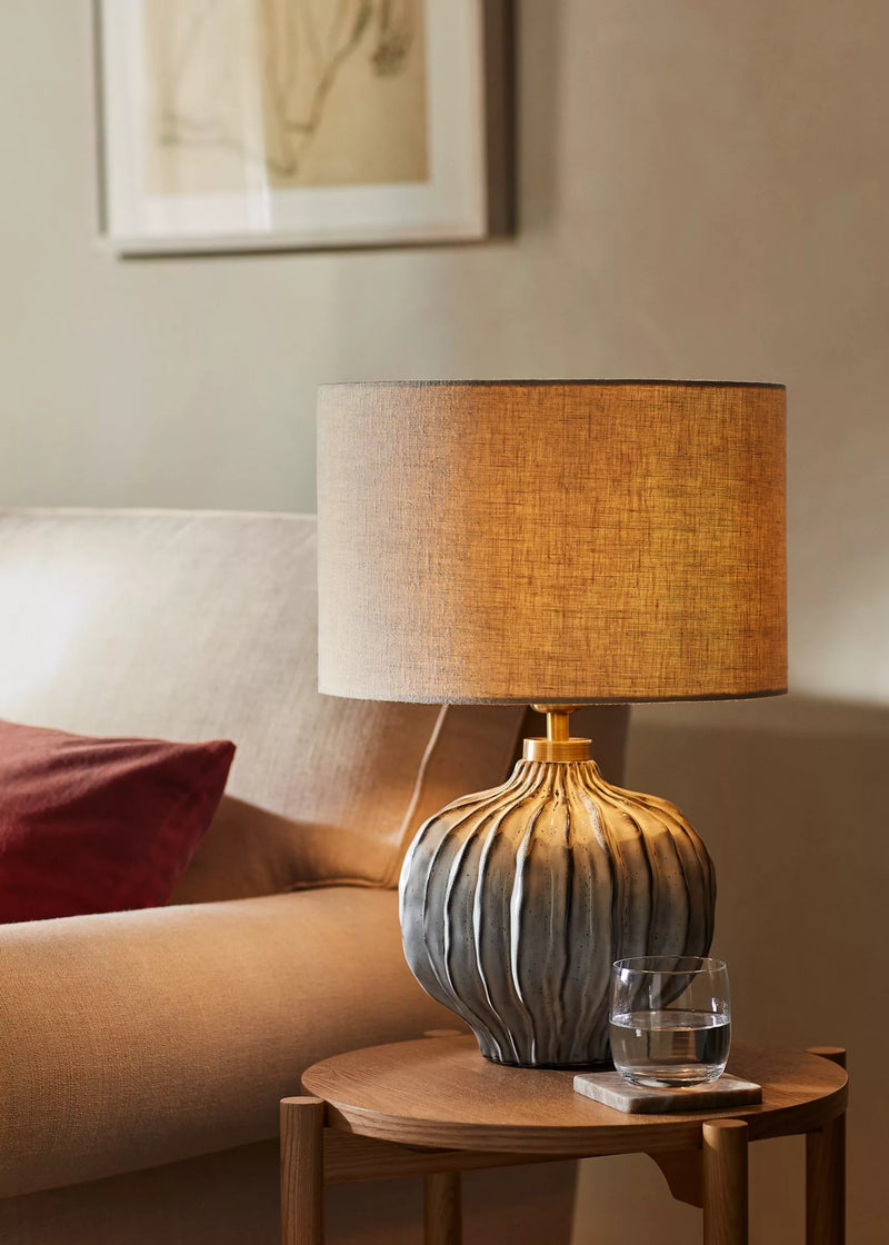 John Lewis Urchin ceramic table lamp with linen shade (British brand)