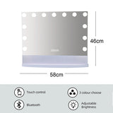 Rectangular LED Wireless Speaker Hollywood Vanity Mirror 58x46cm