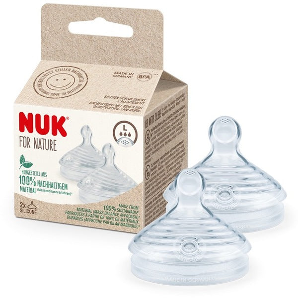 NUK for Nature Replacement Baby Bottle Teats Large 2 Count