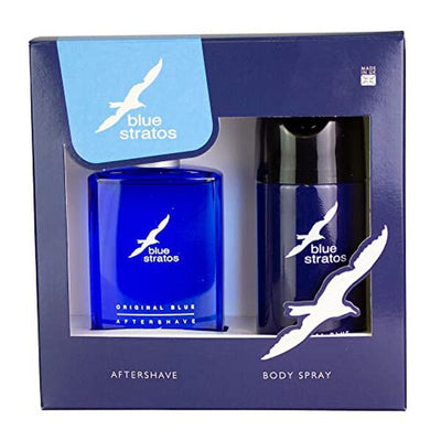 Superdrug Blue Stratos Set Aftershave + Deodorant Body Spray- Buy online at McGrocer