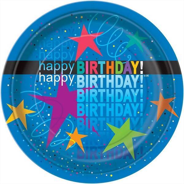 Unique Party Cosmic Happy Birthday Party Plates (Pack of 8)