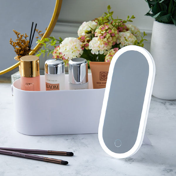 Livingandhome Makeup Box with LED Light Mirror