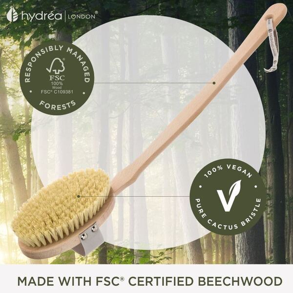Hydrea London Professional Vegan Body Brush with Cactus Bristle