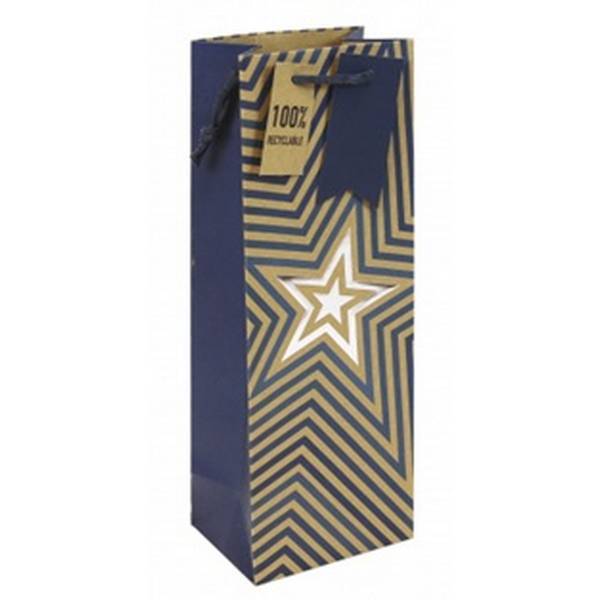 Eurowrap Stars Kraft Bottle Bag (Pack of 6)