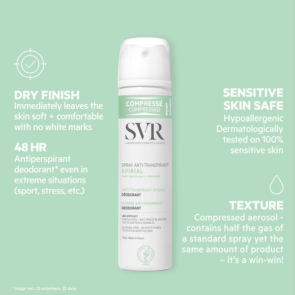 SVR SPIRIAL Compressed 48hr Antiperspirant Deodorant, 75ml