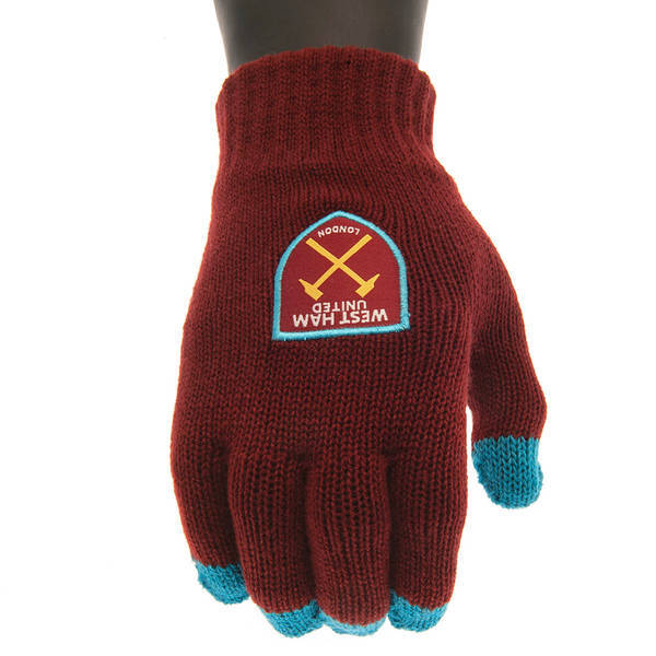 West Ham United FC Kids Touch Screen Knitted Winter Gloves