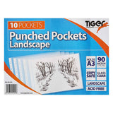 Tiger Stationery Landscape A3 Punched Pockets (Pack of 10)