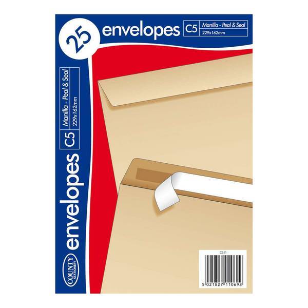 County Stationery C5 Self Seal Manilla Envelope (Pack of 25)