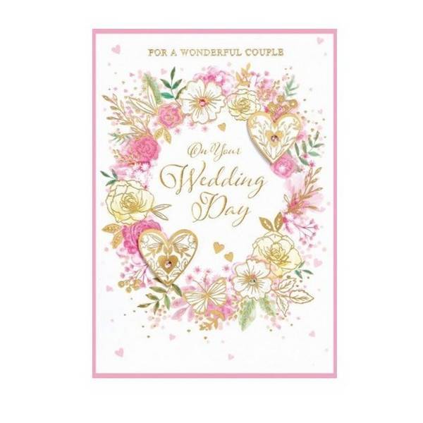Simon Elvin Isabel Garden Wreath Wedding Card (Pack of 6)
