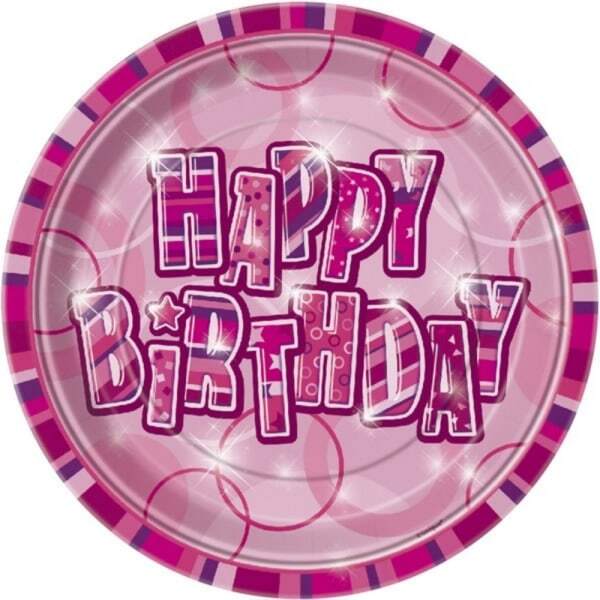 Unique 9 Inch Plates - Pink Glitz