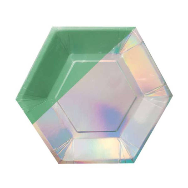 Amscan Paper Iridescent Hexagon Dessert Plate (Pack of 8)
