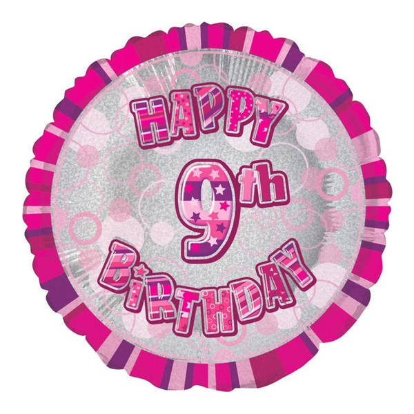 Unique Party Happy 9th Birthday Glitz Foil Balloon