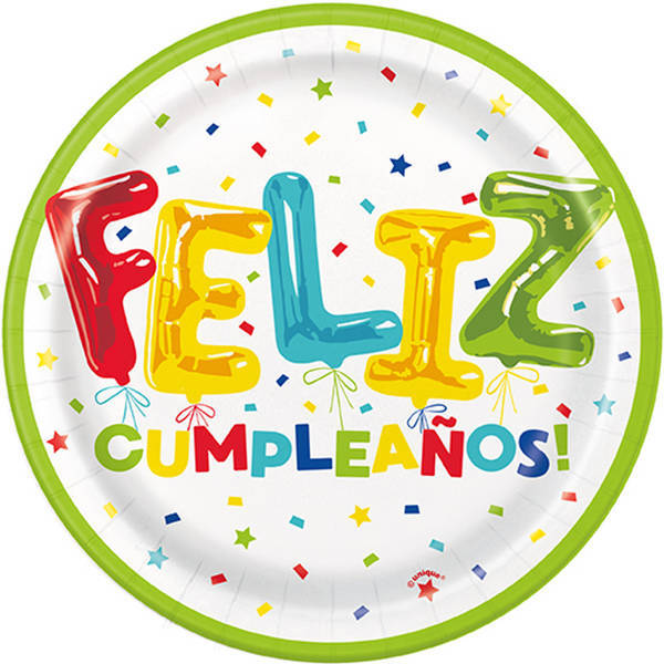 Unique Party Feliz Cumpleanos Paper Plates (Pack of 8)