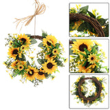 Livingandhome Artificial Sunflower Wreath Hanging Garland