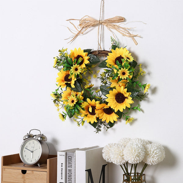 Livingandhome Artificial Sunflower Wreath Hanging Garland