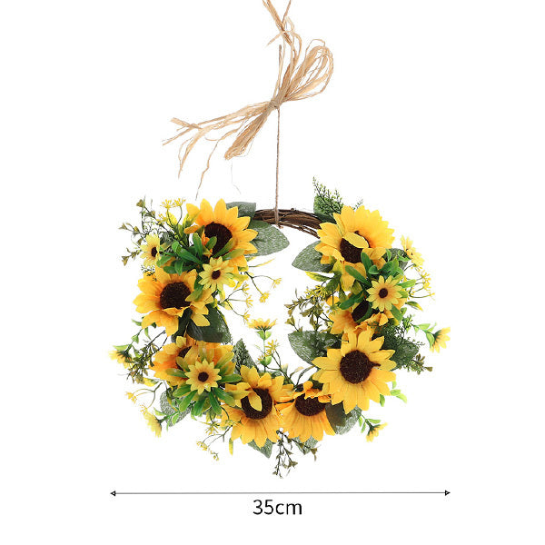 Livingandhome Artificial Sunflower Wreath Hanging Garland