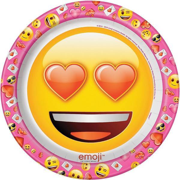 Unique Party Emoji Valentine Party Plates (Pack of 8)
