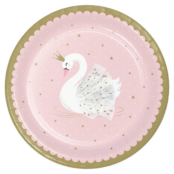 Creative Party Paper Swan Princess Dinner Plate (Pack of 8)