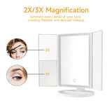 Livingandhome Tri-Fold Makeup Mirror with LED Strip Light