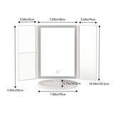 Livingandhome Tri-Fold Makeup Mirror with LED Strip Light