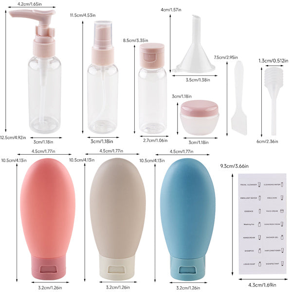 Livingandhome 11 Pcs Portable Refillable Travel Bottle Set
