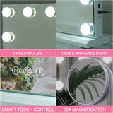 Matteo Hollywood Vanity Mirror 14 Dimmable 3 Colour LED Bulbs Touch Sc
