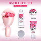 Livingandhome 5pcs Cherry Blossom Bath Spa Gift Set