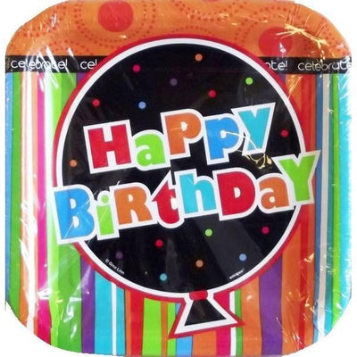 Superdrug Unique Party Paper Striped Birthday Plates (Pack of 10)- Buy online at McGrocer