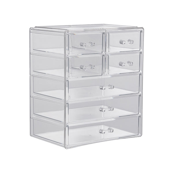 Livingandhome Transparent Makeup Organizer with 7 Drawers