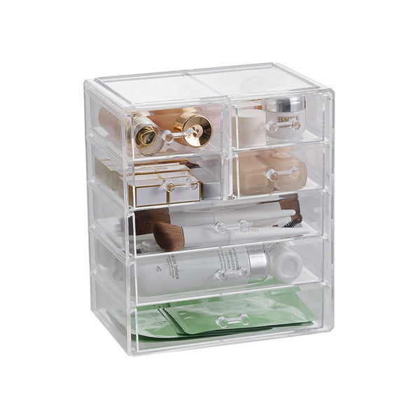 Livingandhome Transparent Makeup Organizer with 7 Drawers