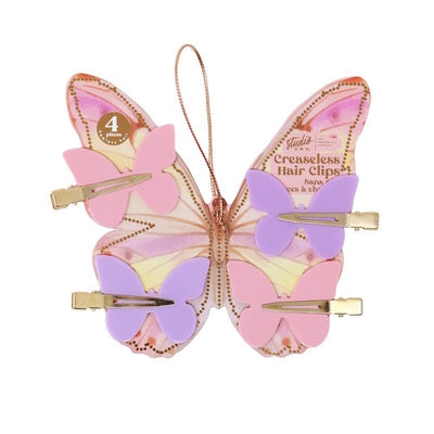 Superdrug Studio Dry Pink & Purple Butterfly Creaseless Hair Clips 4 Pack- Buy online at McGrocer