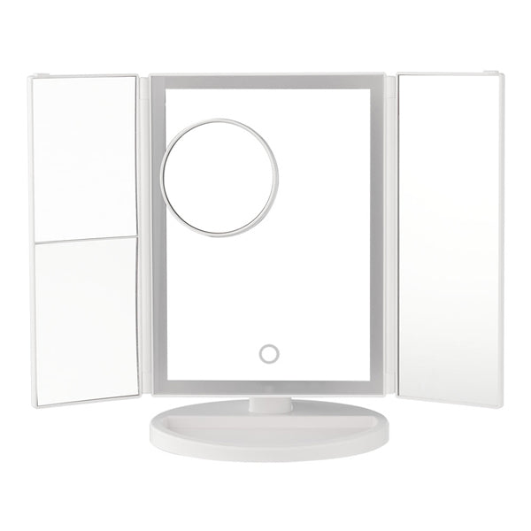 Livingandhome Tri-Fold Vanity Mirror with LED Lights White
