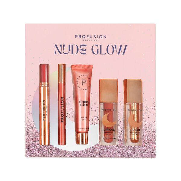 Profusion Cosmetics Nude Glow 5 PC Lip & Blush Set