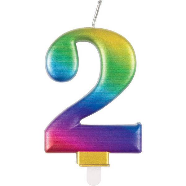 Unique Party 2 Metallic Rainbow Birthday Candles
