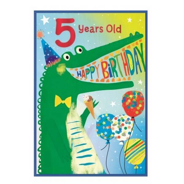 Simon Elvin Crocodile 5th Birthday Card (Pack of 6)