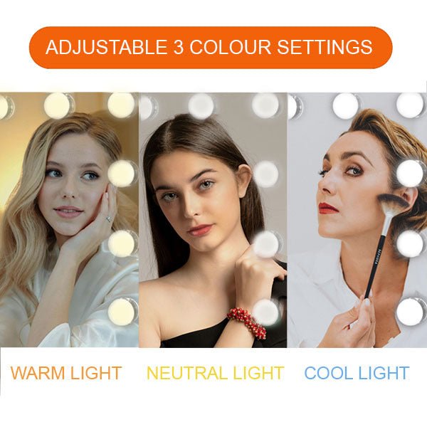 16 Dimmable LED Wireless Speaker Hollywood Vanity Mirror 80x58cm