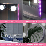 16 Dimmable LED Wireless Speaker Hollywood Vanity Mirror 80x58cm