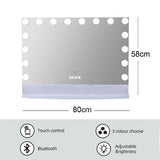 16 Dimmable LED Wireless Speaker Hollywood Vanity Mirror 80x58cm