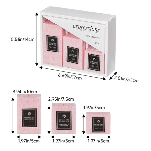 Livingandhome 3pcs Rose Scented Candle Set