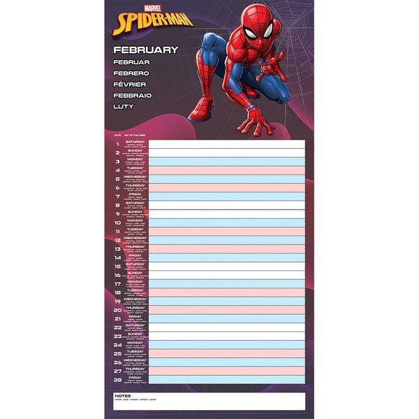 Spider-Man 2025 Family Wall Calendar (30cm x 30cm x 0.5cm)